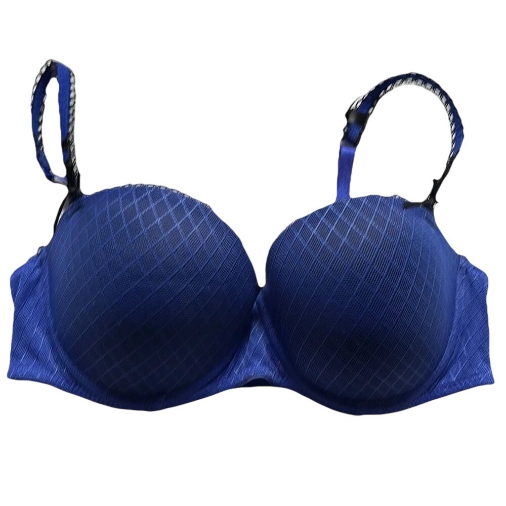 NWT La Vie En Rose Blue Mesh Lace Bra 36D Lined Underwire Feminine Coquette